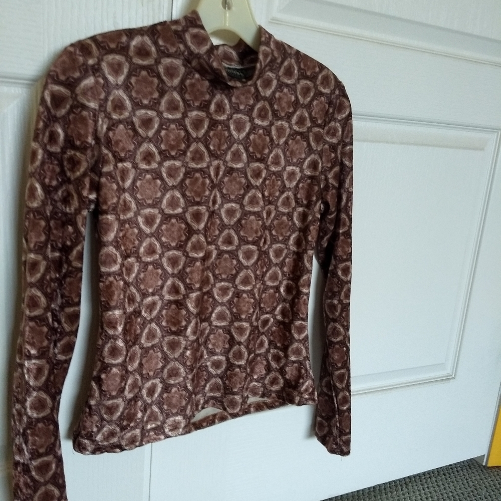 Funky brown patterned shirt Small Geggins